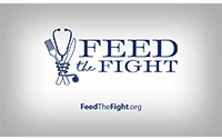 Feed the Fight logo with blue kitchen utensils