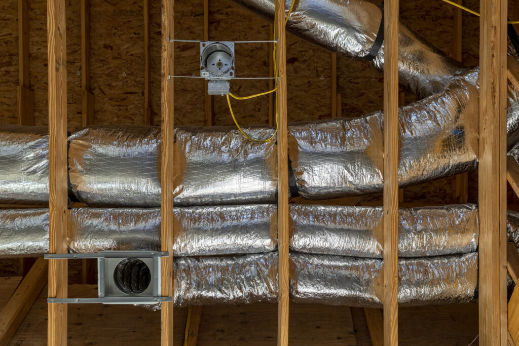 Newly installed ductwork in a home