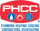 Plumbing, heating, cooling contractors association logo