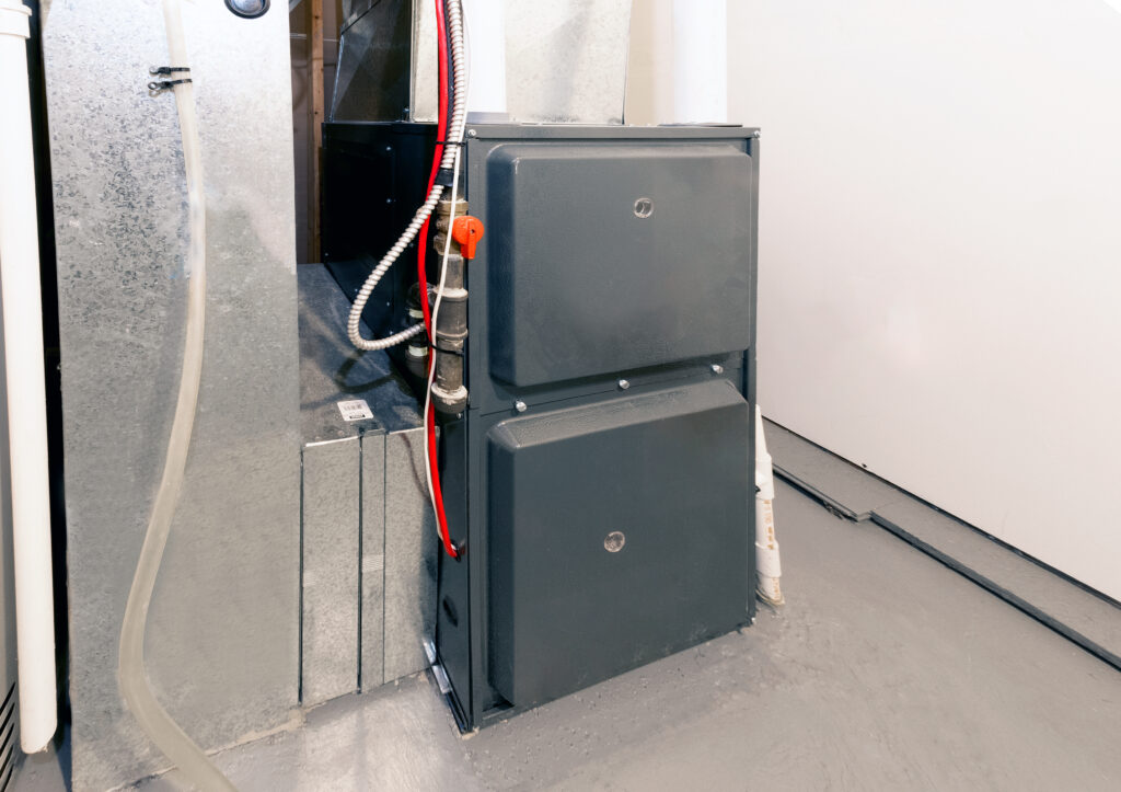 Home high-efficiency furnace in a basement