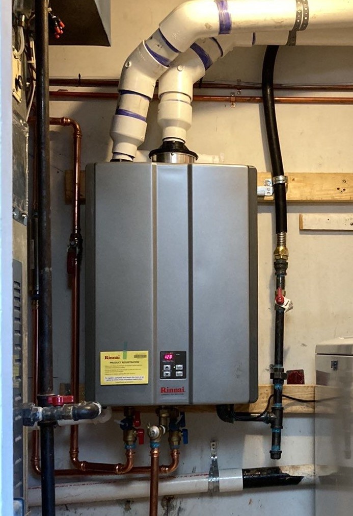 new tankless water heater in a Sterling, VA home