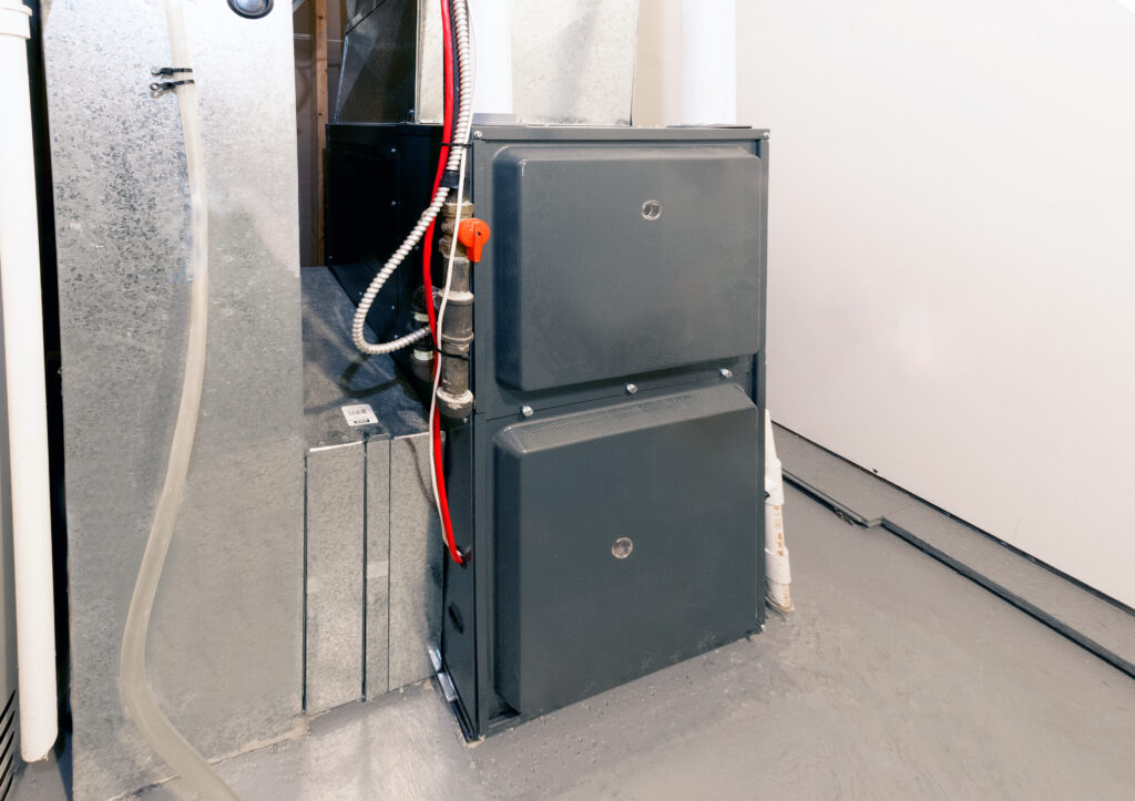 A high efficiency electric furnace in a basement
