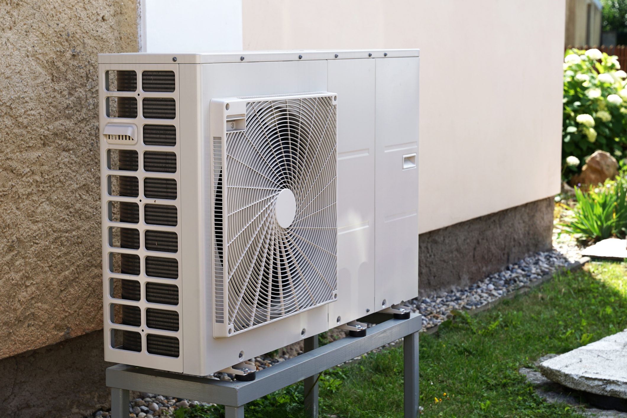 Heat pump outside a home