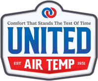 United Air Temp logo with a slogan reading "Leader in Home Comfort Since 1931"