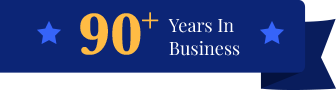 Over 90 years in business blue banner