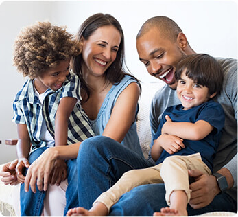 Happy family laughing