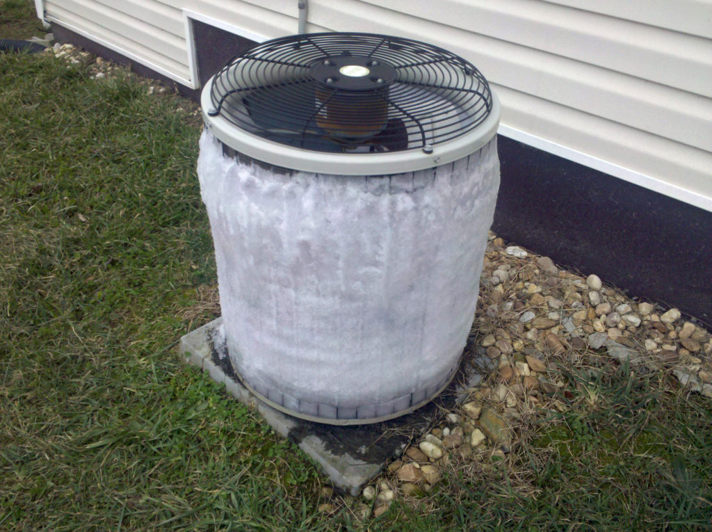 Frozen outdoor AC unit.