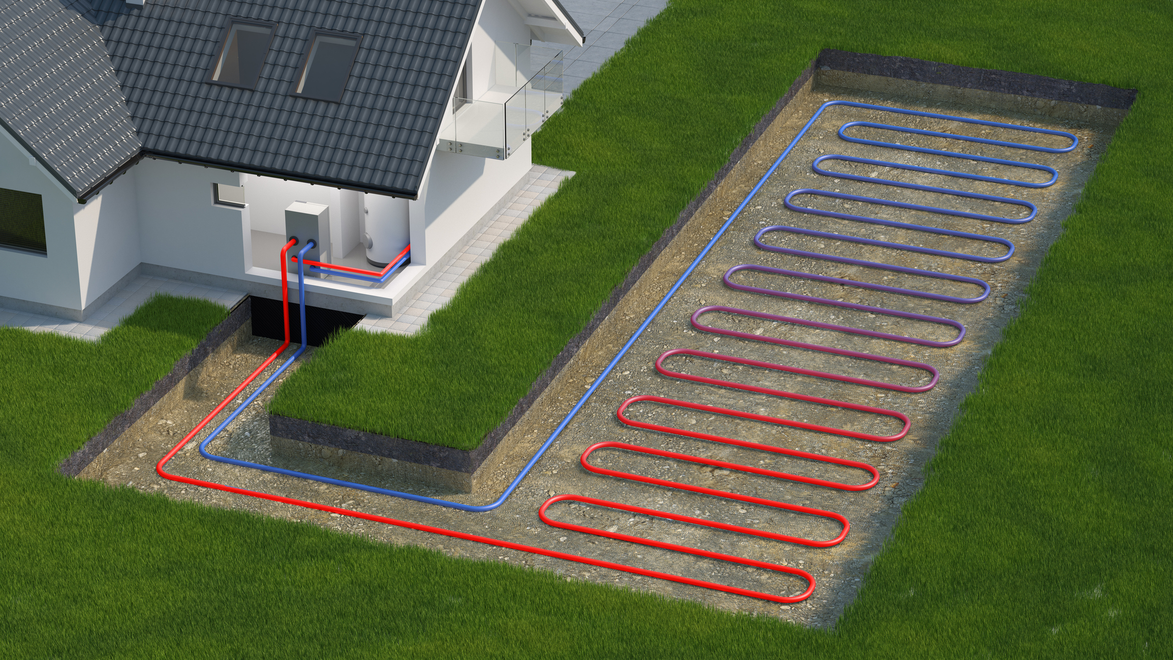diagram of geothermal underground loops